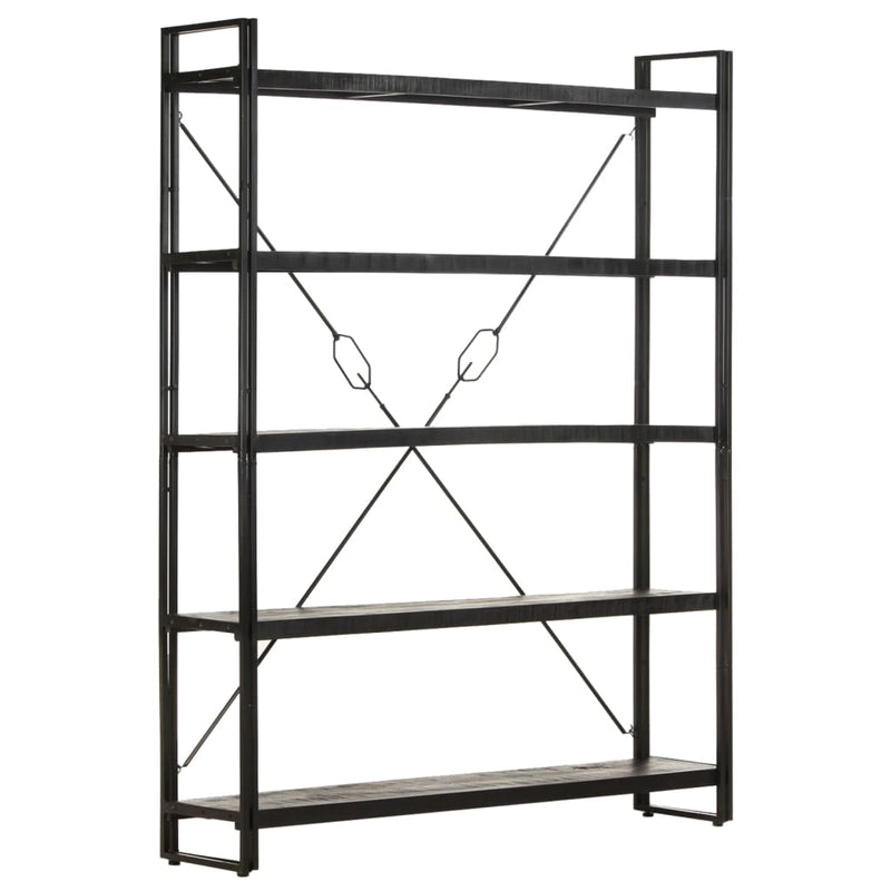 vidaXL 5-Tier Bookcase Black 60x30x180 cm Solid Mango Wood