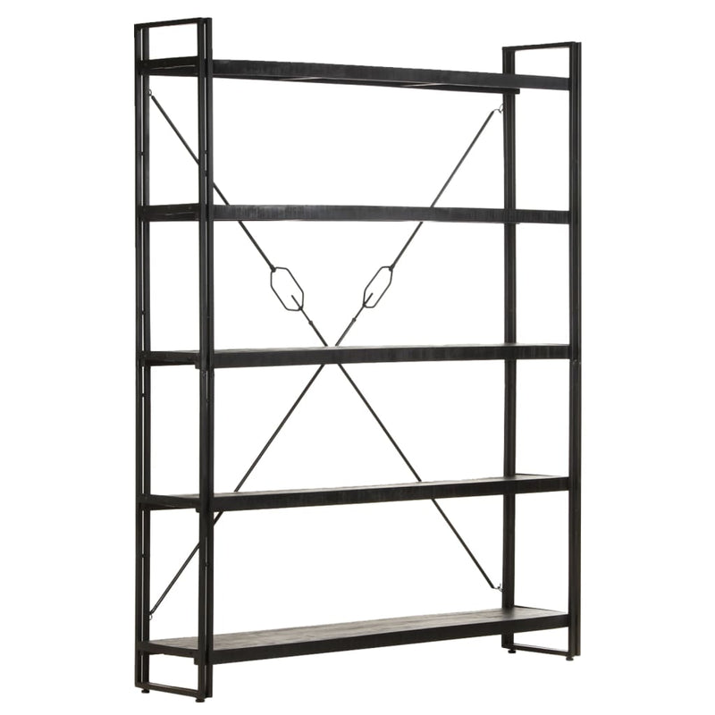 vidaXL 5-Tier Bookcase Black 60x30x180 cm Solid Mango Wood