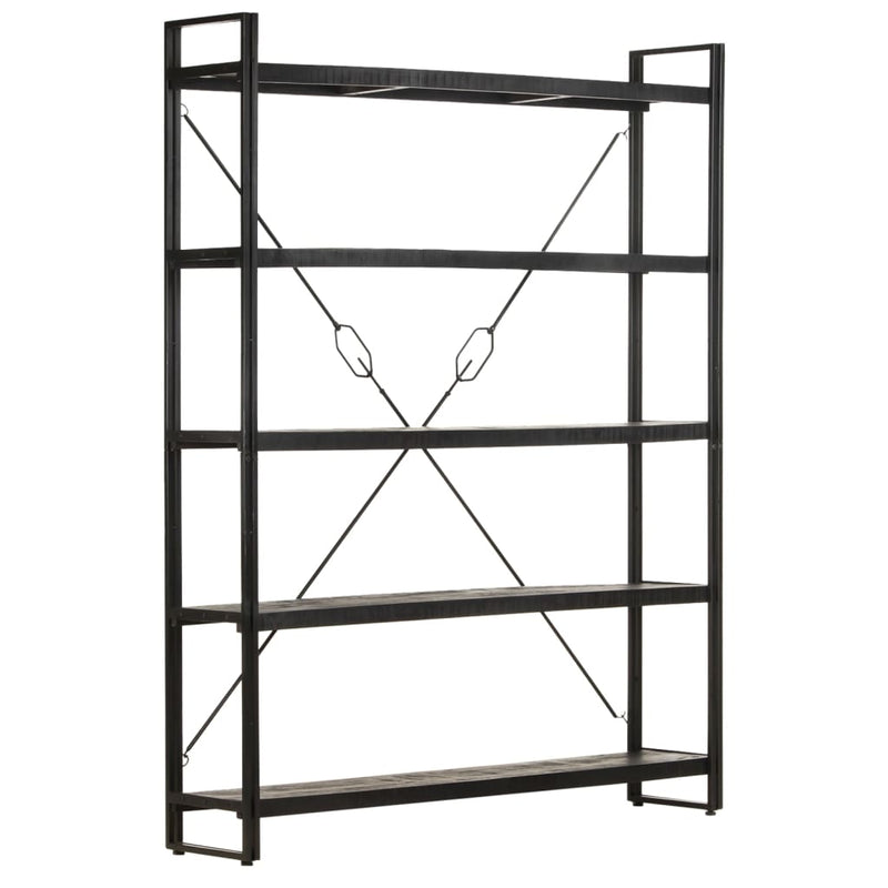 vidaXL 5-Tier Bookcase Black 60x30x180 cm Solid Mango Wood