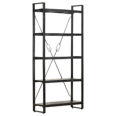 vidaXL 5-Tier Bookcase Black 60x30x180 cm Solid Mango Wood