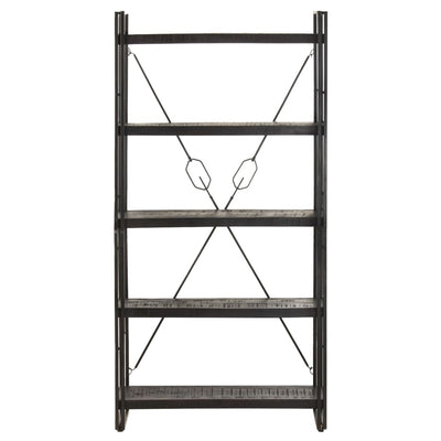 vidaXL 5-Tier Bookcase Black 60x30x180 cm Solid Mango Wood
