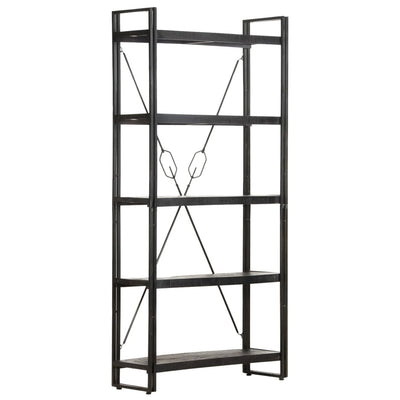 vidaXL 5-Tier Bookcase Black 60x30x180 cm Solid Mango Wood