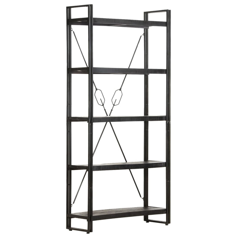 vidaXL 5-Tier Bookcase Black 60x30x180 cm Solid Mango Wood