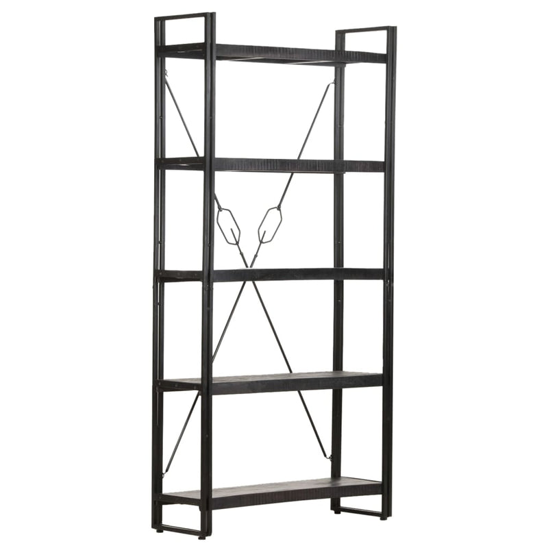 vidaXL 5-Tier Bookcase Black 60x30x180 cm Solid Mango Wood