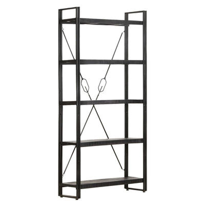 vidaXL 5-Tier Bookcase Black 60x30x180 cm Solid Mango Wood
