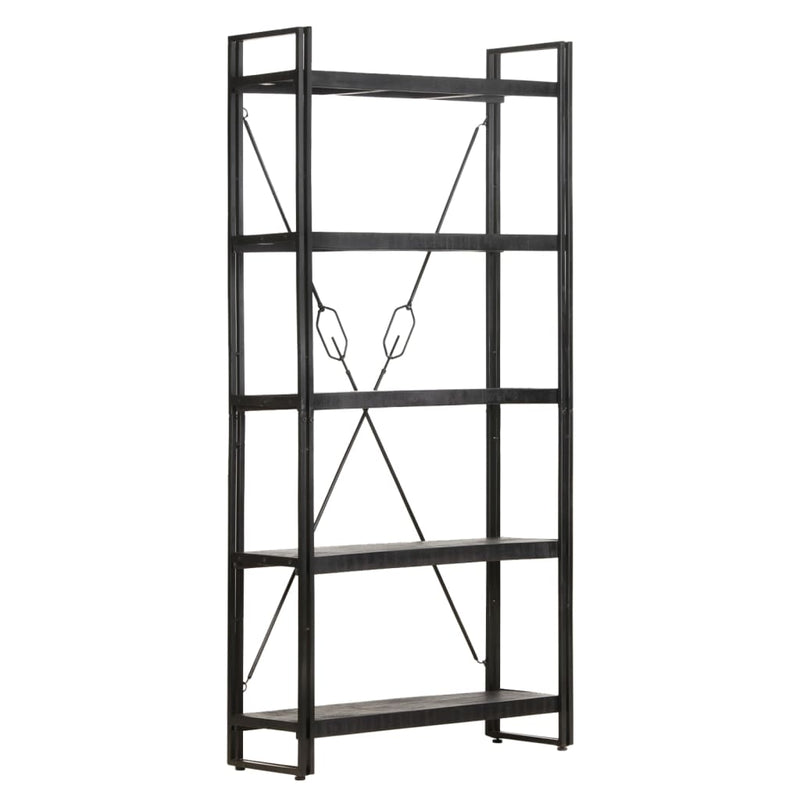 vidaXL 5-Tier Bookcase Black 60x30x180 cm Solid Mango Wood