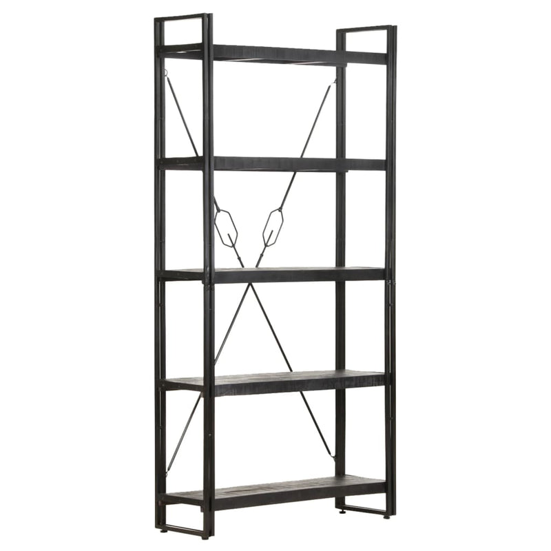 vidaXL 5-Tier Bookcase Black 60x30x180 cm Solid Mango Wood