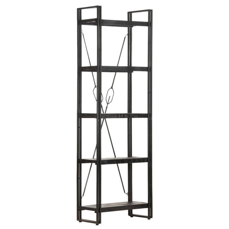 vidaXL 5-Tier Bookcase Black 60x30x180 cm Solid Mango Wood