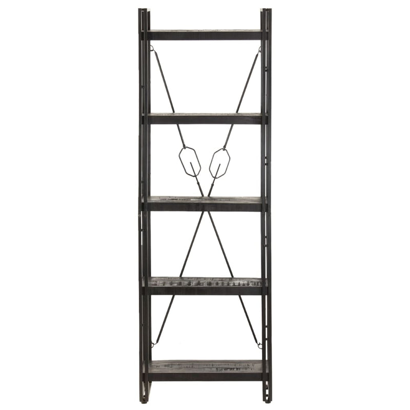 vidaXL 5-Tier Bookcase Black 60x30x180 cm Solid Mango Wood