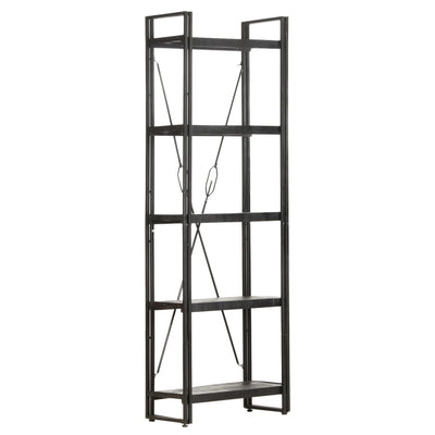 vidaXL 5-Tier Bookcase Black 60x30x180 cm Solid Mango Wood