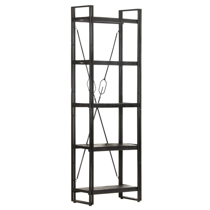vidaXL 5-Tier Bookcase Black 60x30x180 cm Solid Mango Wood