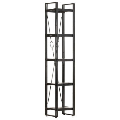 vidaXL 5-Tier Bookcase Black 60x30x180 cm Solid Mango Wood
