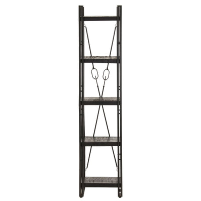 vidaXL 5-Tier Bookcase Black 60x30x180 cm Solid Mango Wood