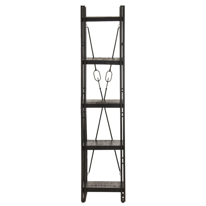 vidaXL 5-Tier Bookcase Black 60x30x180 cm Solid Mango Wood