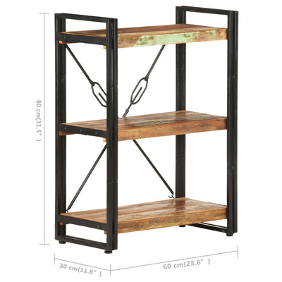 vidaXL 3-Tier Bookcase 90x30x80 cm Solid Reclaimed Wood