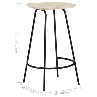 vidaXL Bar Stools 2 pcs Solid Mango Wood