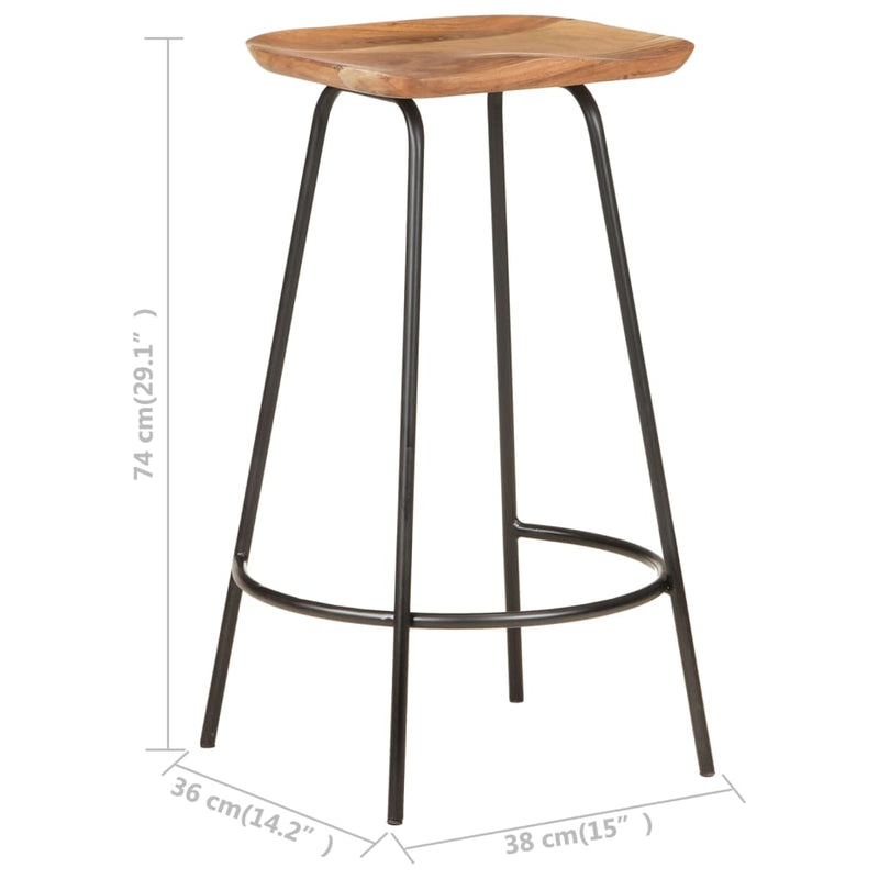 vidaXL Bar Stools 2 pcs Solid Acacia Wood