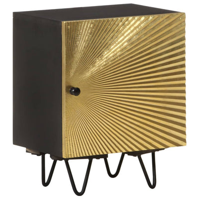 vidaXL Bedside Cabinet with Brass Front 40x30x50 cm Solid Mango Wood