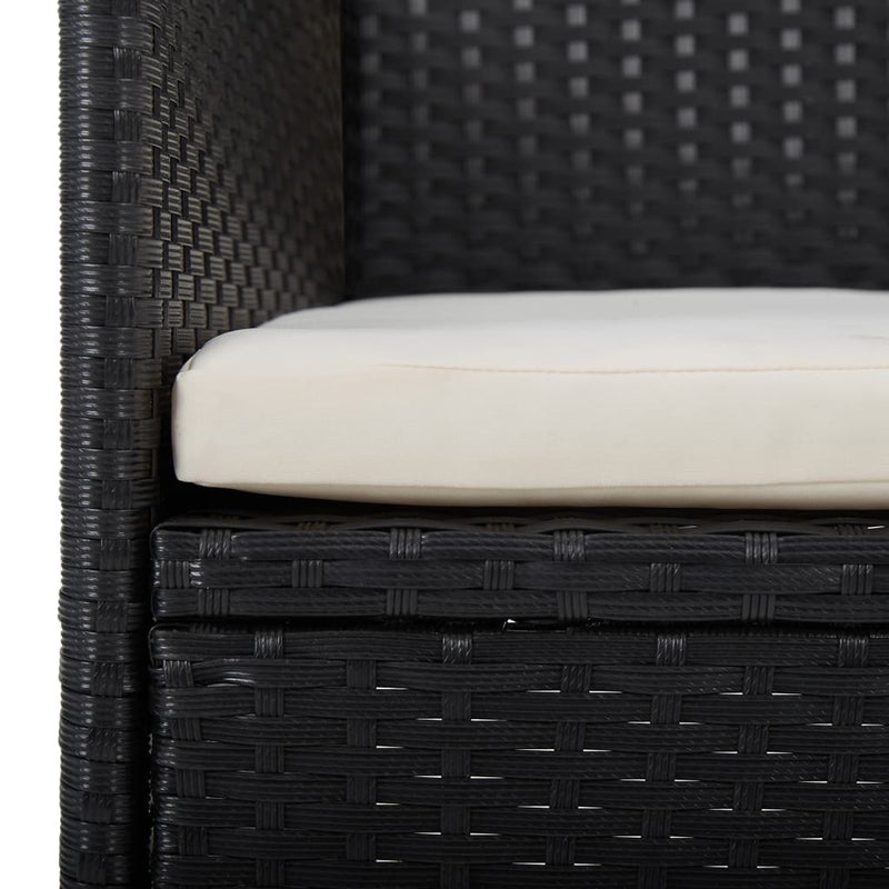 vidaXL 3 Piece Garden Dining Set Beige Poly Rattan and Glass