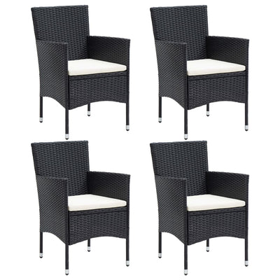 vidaXL 5 Piece Garden Dining Set Black Poly Rattan and Glass