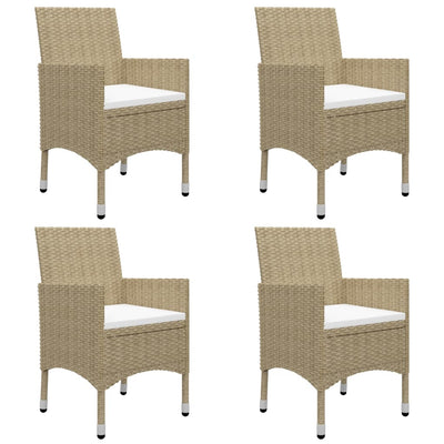 vidaXL 5 Piece Garden Dining Set Poly Rattan and Glass Beige