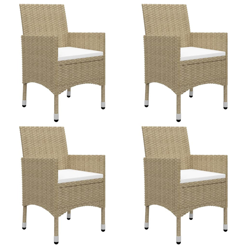 vidaXL 5 Piece Garden Dining Set Poly Rattan and Glass Beige