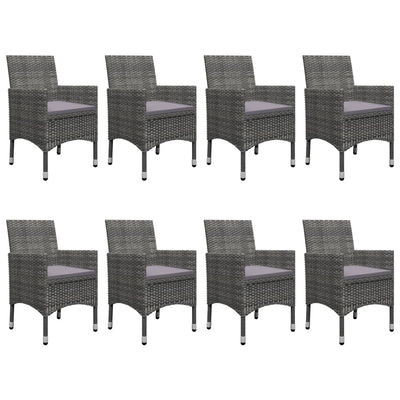 vidaXL 9 Piece Garden Dining Set Poly Rattan and Glass Black