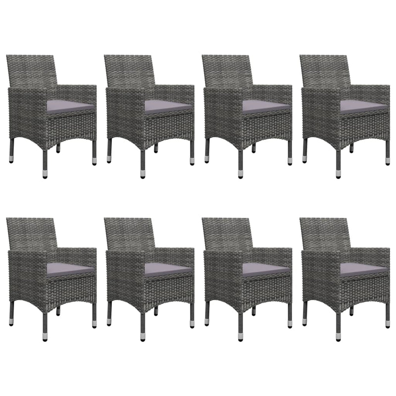 vidaXL 9 Piece Garden Dining Set Poly Rattan and Glass Black
