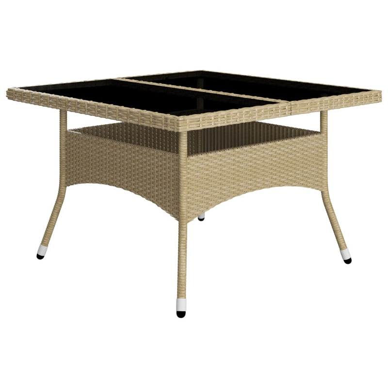 vidaXL 9 Piece Garden Dining Set Poly Rattan and Glass Beige