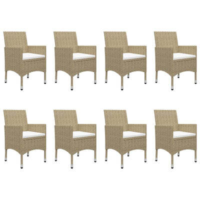 vidaXL 9 Piece Garden Dining Set Poly Rattan and Glass Beige
