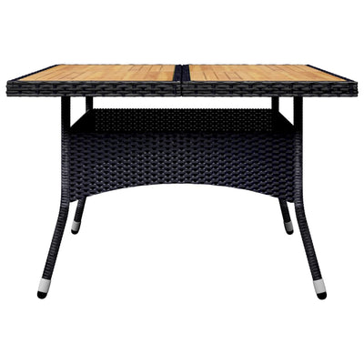 vidaXL 9 Piece Garden Dining Set Poly Rattan and Acacia Wood Black