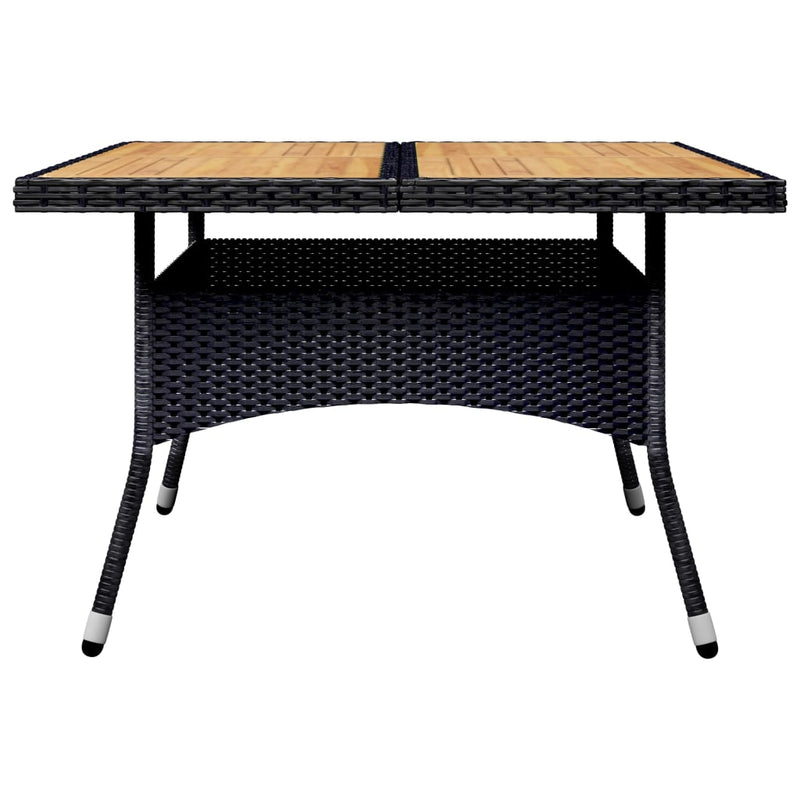 vidaXL 9 Piece Garden Dining Set Poly Rattan and Acacia Wood Black