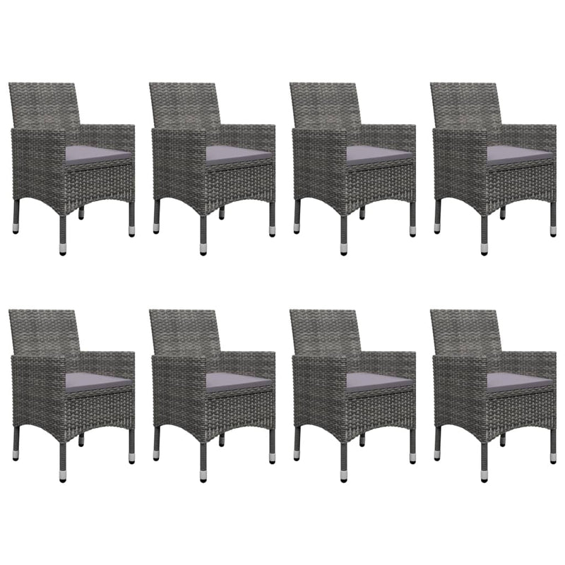 vidaXL 9 Piece Garden Dining Set Poly Rattan and Acacia Wood Grey