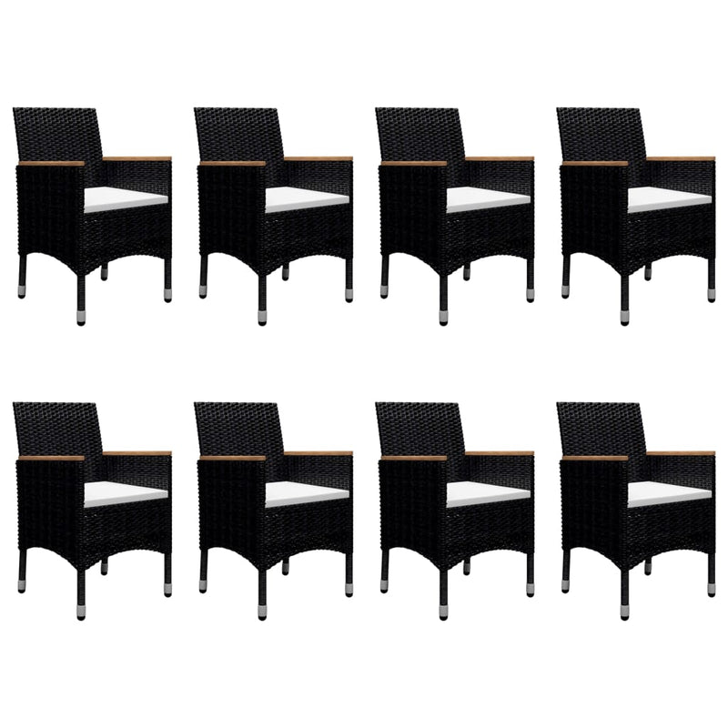 vidaXL 9 Piece Garden Dining Set Poly Rattan and Acacia Wood Black