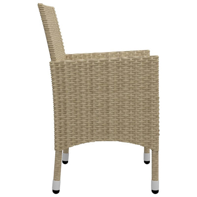 vidaXL 3 Piece Bistro Set Poly Rattan and Tempered Glass Beige