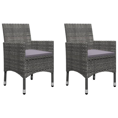 vidaXL 3 Piece Bistro Set Poly Rattan and Acacia Wood Grey