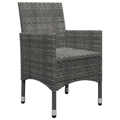 vidaXL 3 Piece Bistro Set Poly Rattan and Acacia Wood Grey