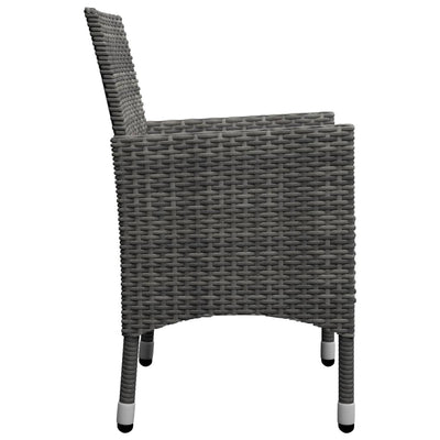 vidaXL 3 Piece Bistro Set Poly Rattan and Acacia Wood Grey