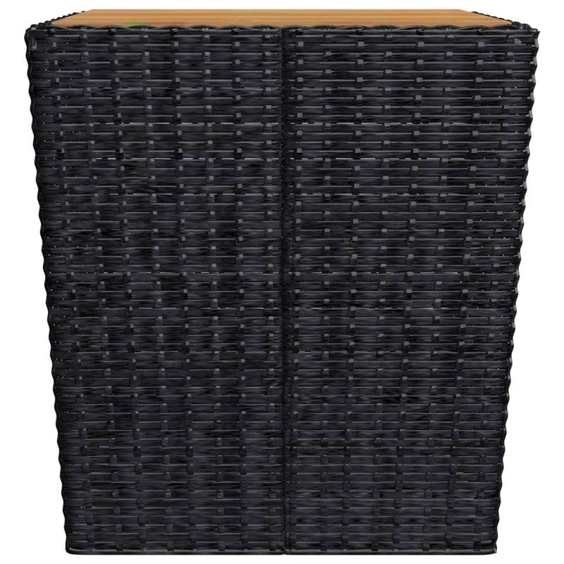 vidaXL 3 Piece Bistro Set Poly Rattan and Acacia Wood Black