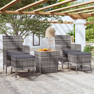 vidaXL 5 Piece Garden Bistro Set Poly Rattan & Solid Acacia Wood Black