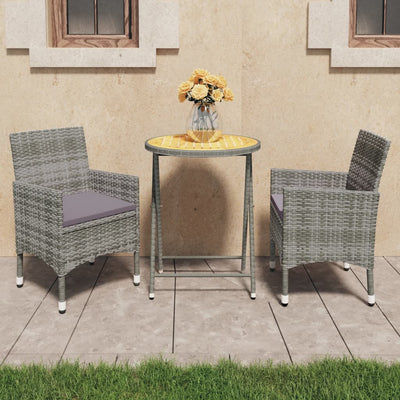 vidaXL 3 Piece Garden Bistro Set Poly Rattan and Acacia Wood Black