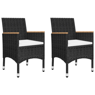 vidaXL 3 Piece Garden Bistro Set Poly Rattan and Acacia Wood Black