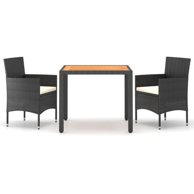 vidaXL 5 Piece Garden Dining Set Poly Rattan & Solid Acacia Wood Black