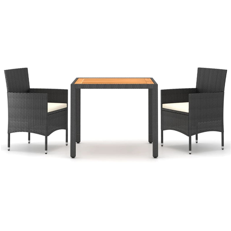 vidaXL 5 Piece Garden Dining Set Poly Rattan & Solid Acacia Wood Black