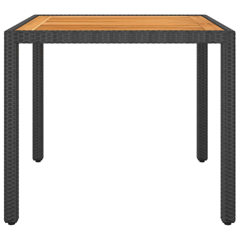 vidaXL 5 Piece Garden Dining Set Poly Rattan & Solid Acacia Wood Black