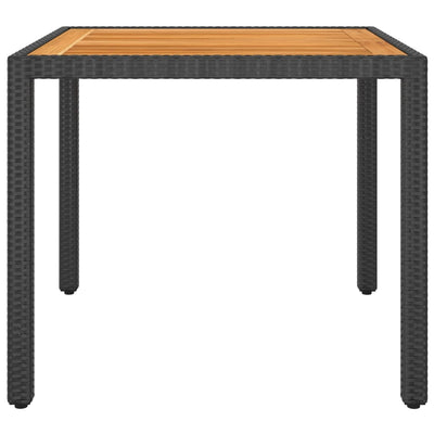 vidaXL 5 Piece Garden Dining Set Poly Rattan & Solid Acacia Wood Black