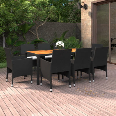 vidaXL 3 Piece Garden Dining Set Poly Rattan Black