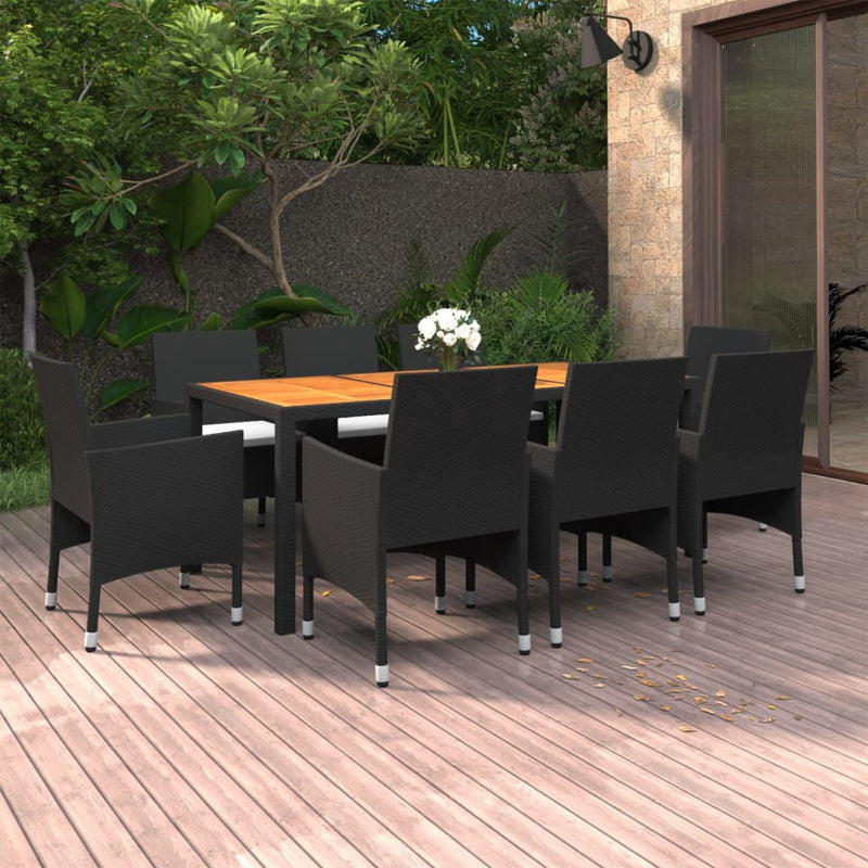 vidaXL 3 Piece Garden Dining Set Poly Rattan Black