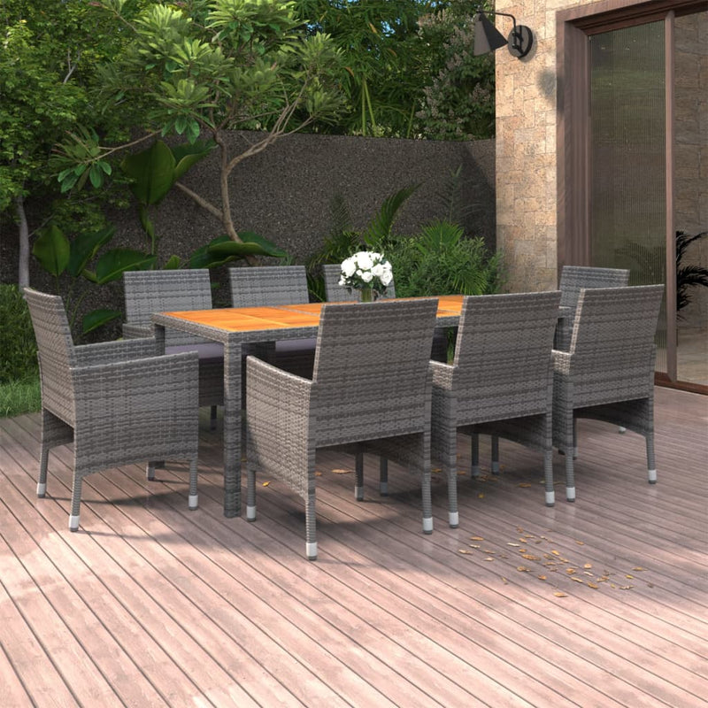 vidaXL 3 Piece Garden Dining Set Poly Rattan Black