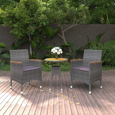 vidaXL 3 Piece Garden Dining Set Poly Rattan Black